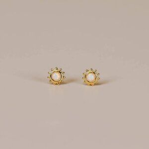JaxKelly Sun Stud - White Opal - Gold Earrings